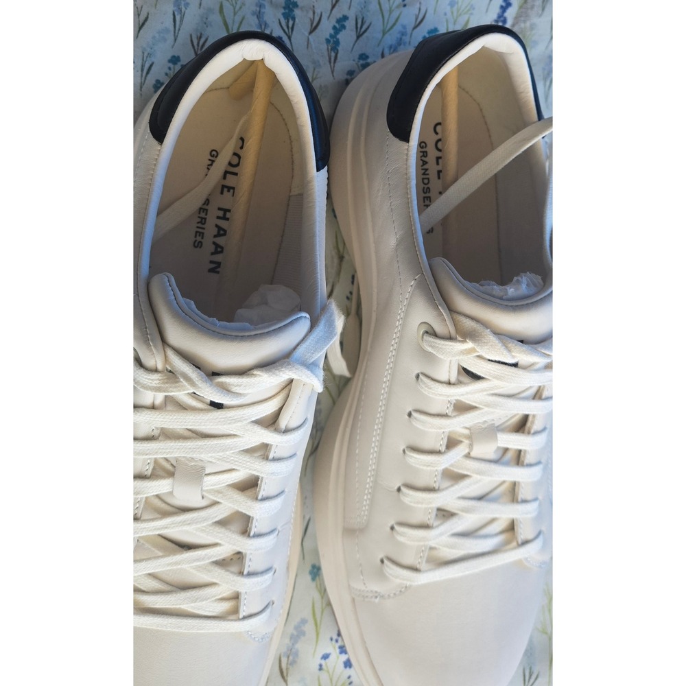 Cole Haan Mens GrandPro Tennis 2.0 Ivory Black Leather Sneakers C42749 Size 9M - Picture 5 of 8
